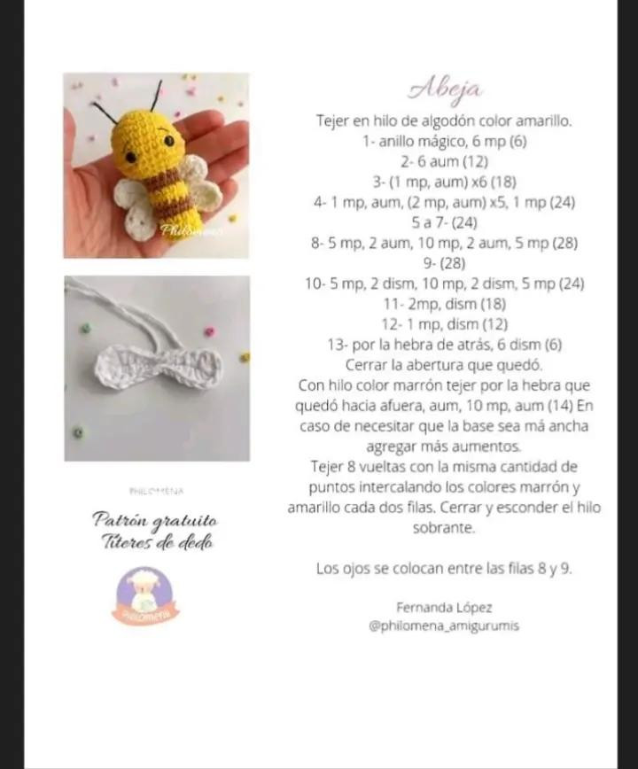 Patrones de títeres de abeja y flor en amigurumi para principiantes