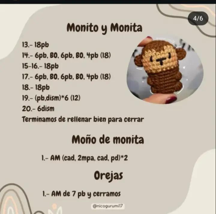Patrones gratuitos para tejer amigurumis de monitos adorables.