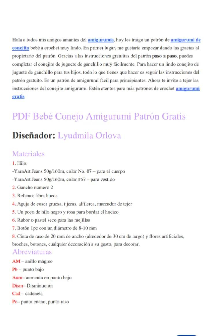 PDF Conejo Bebé Amigurumi: Patrón Gratis para Tejido a Crochet