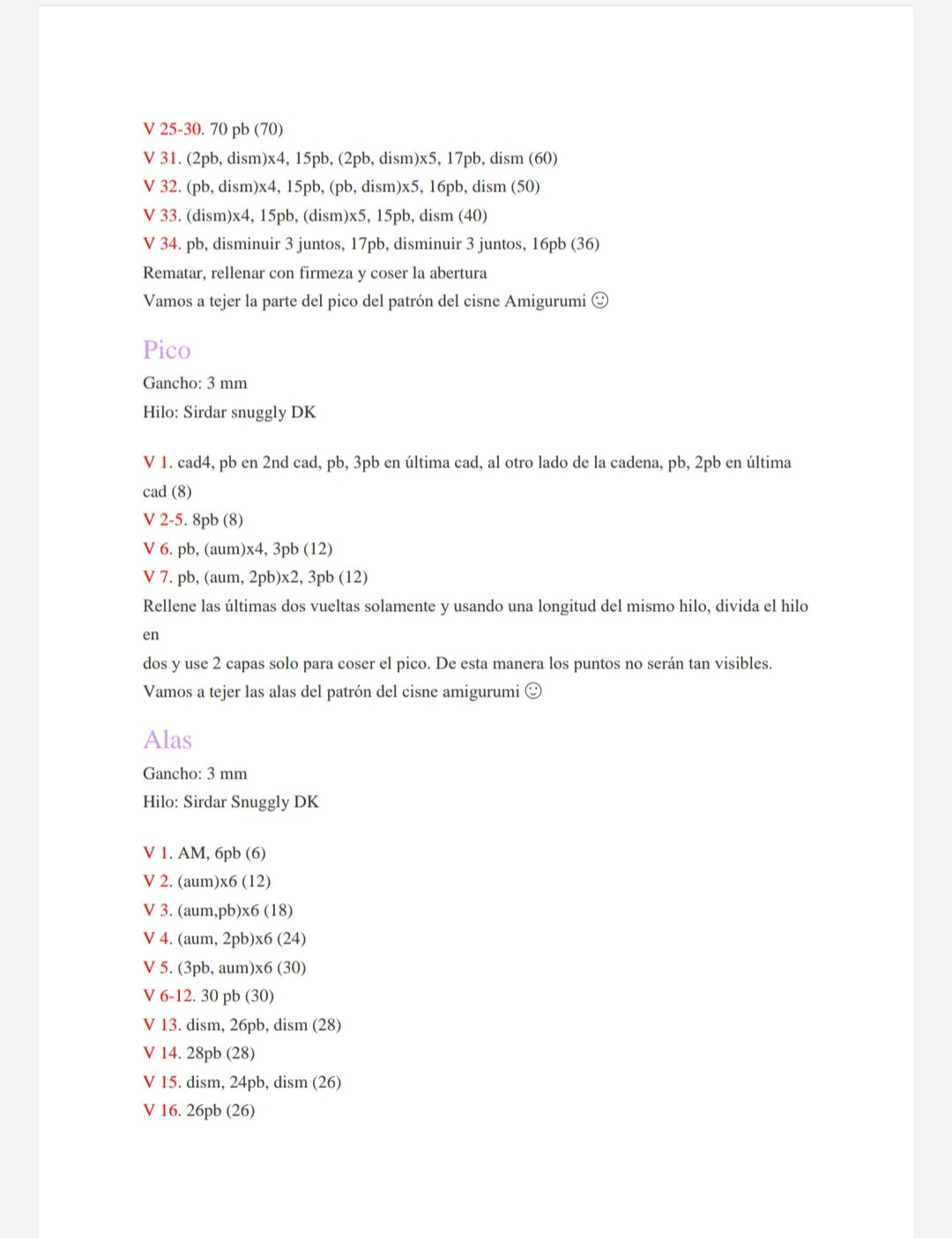 PDF Patrón Gratis para Tejer un Cisne Blanco Amigurumi