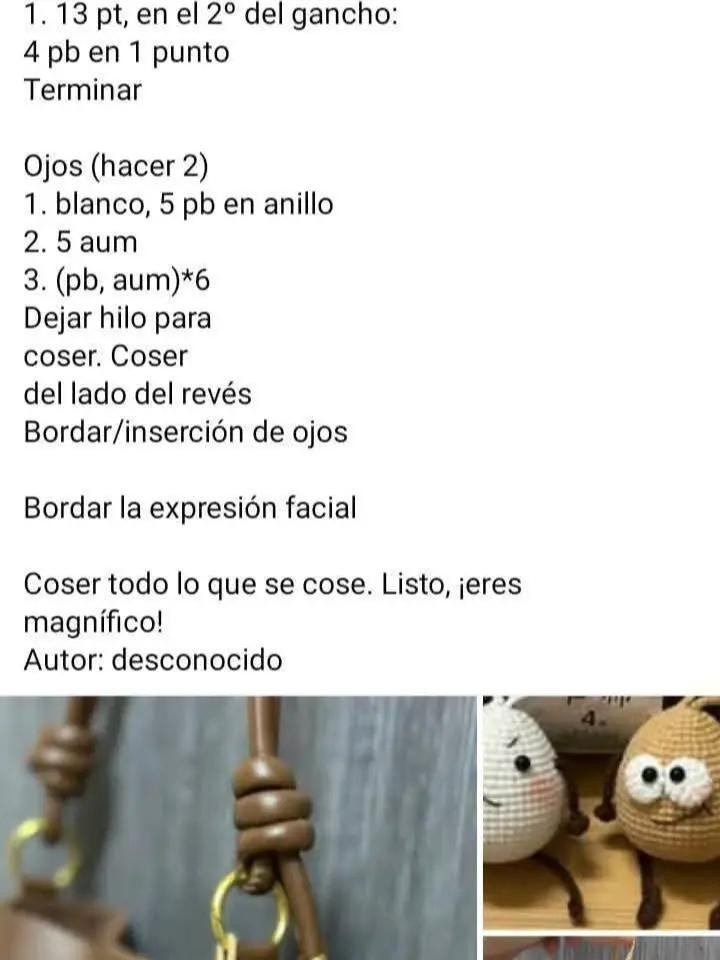Pequeño muñeco amigurumi tejido a crochet con expresión divertida