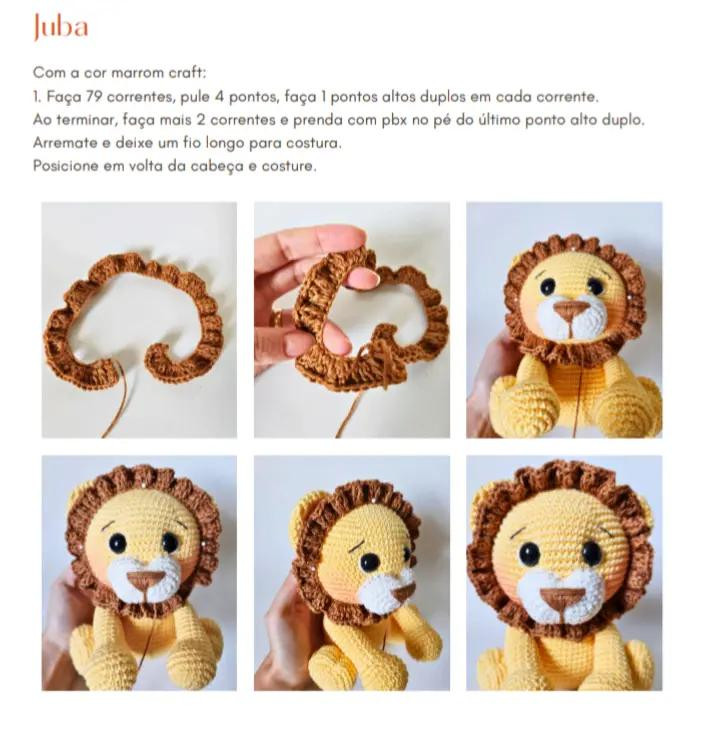 plaintext Amigurumi de Leão Fofo: Guia Completo para Crochê Iniciante