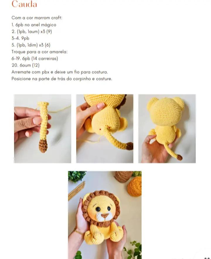 plaintext Amigurumi de Leão Fofo: Guia Completo para Crochê Iniciante