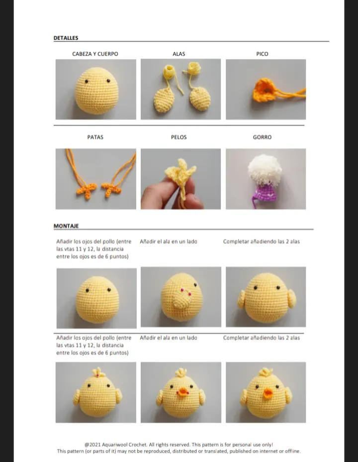 Pollito de Amigurumi con Sombrero Festivo: Patrón Fácil y Divertido