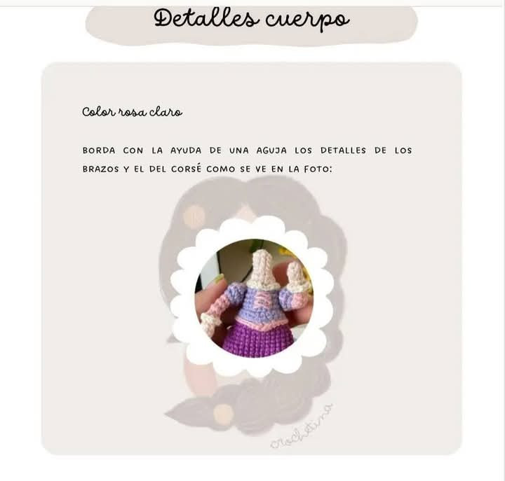 Rapunzel de crochet con flores en su cabello