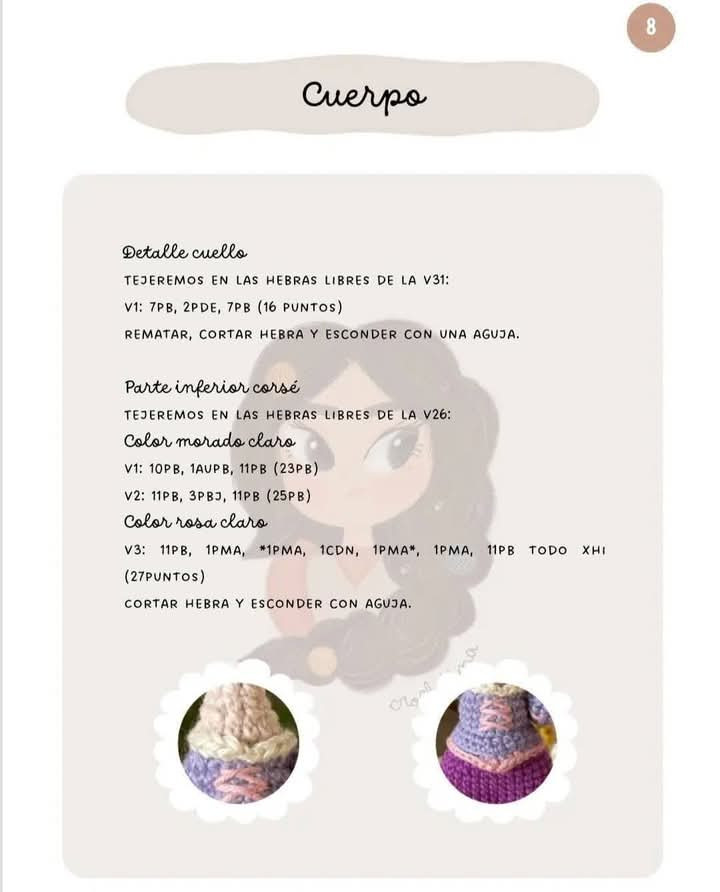 Rapunzel de crochet con flores en su cabello