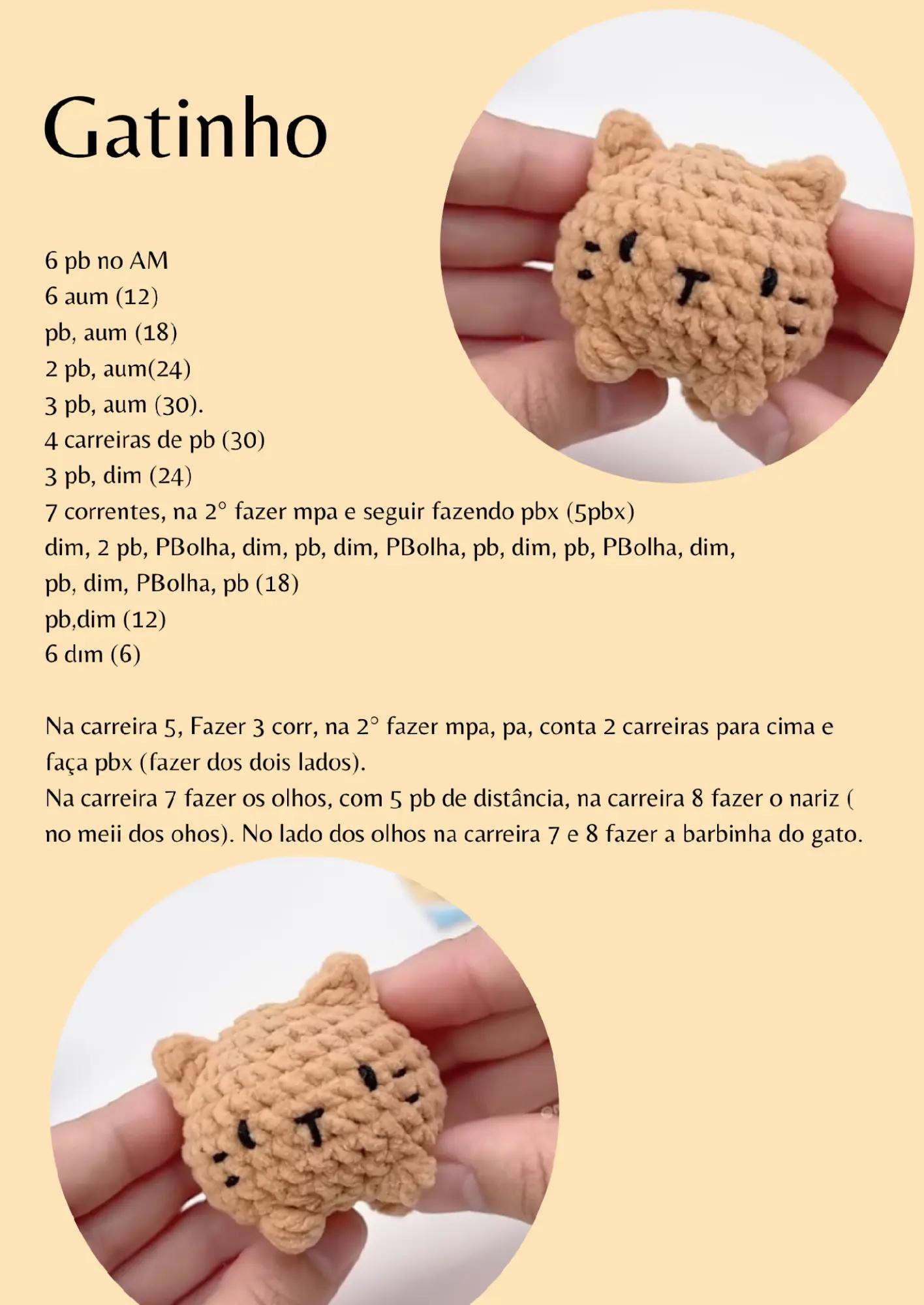 Receita Amigurumi: Crie Gatinhos Fofos com Este Gráfico de Crochê