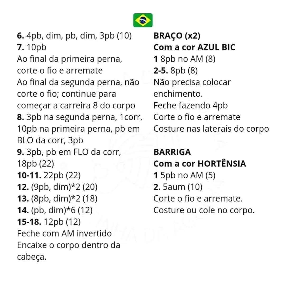 Receita Amigurumi de Personagem Azul com Orelhas Grandes