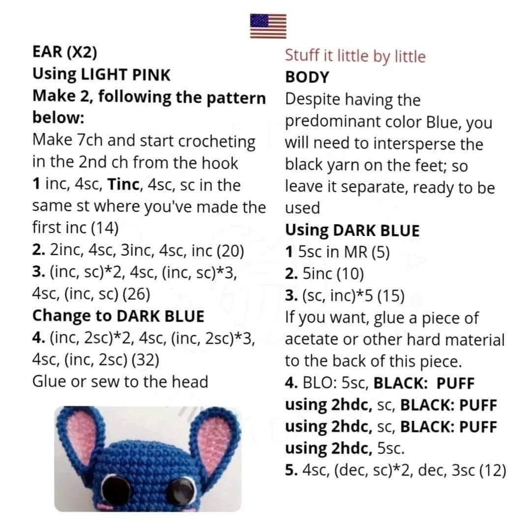 Receita Amigurumi de Personagem Azul com Orelhas Grandes
