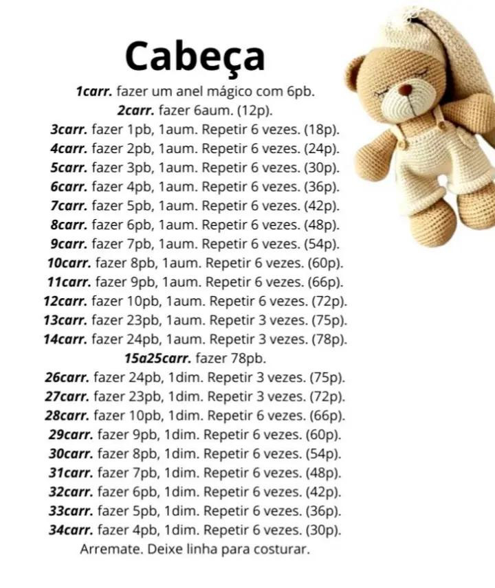 Receita Completa de Amigurumi: Urso Dorminhoco em Crochê