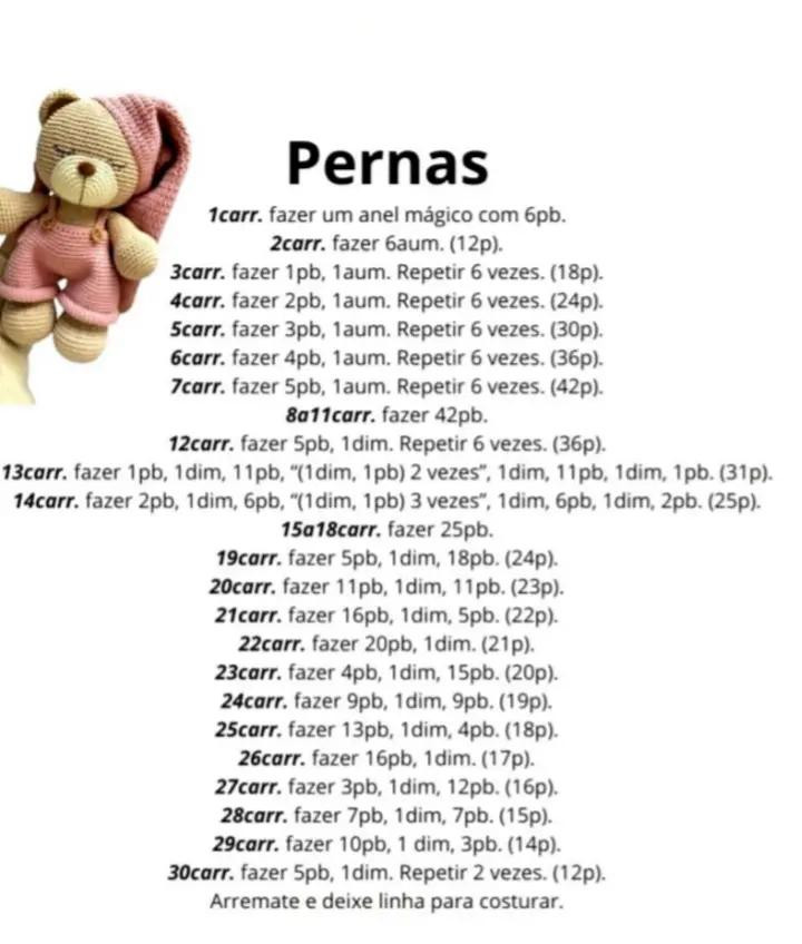 Receita Completa de Amigurumi: Urso Dorminhoco em Crochê