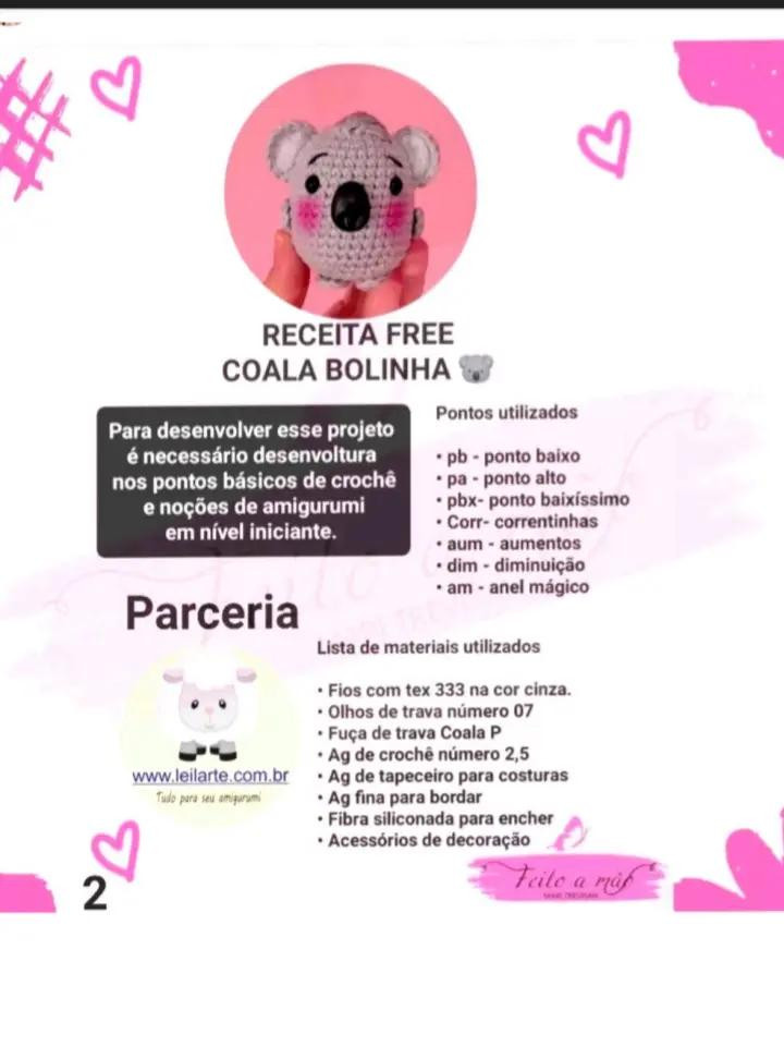 Receita de Amigurumi: Coala Bolinha Fofo para Iniciantes