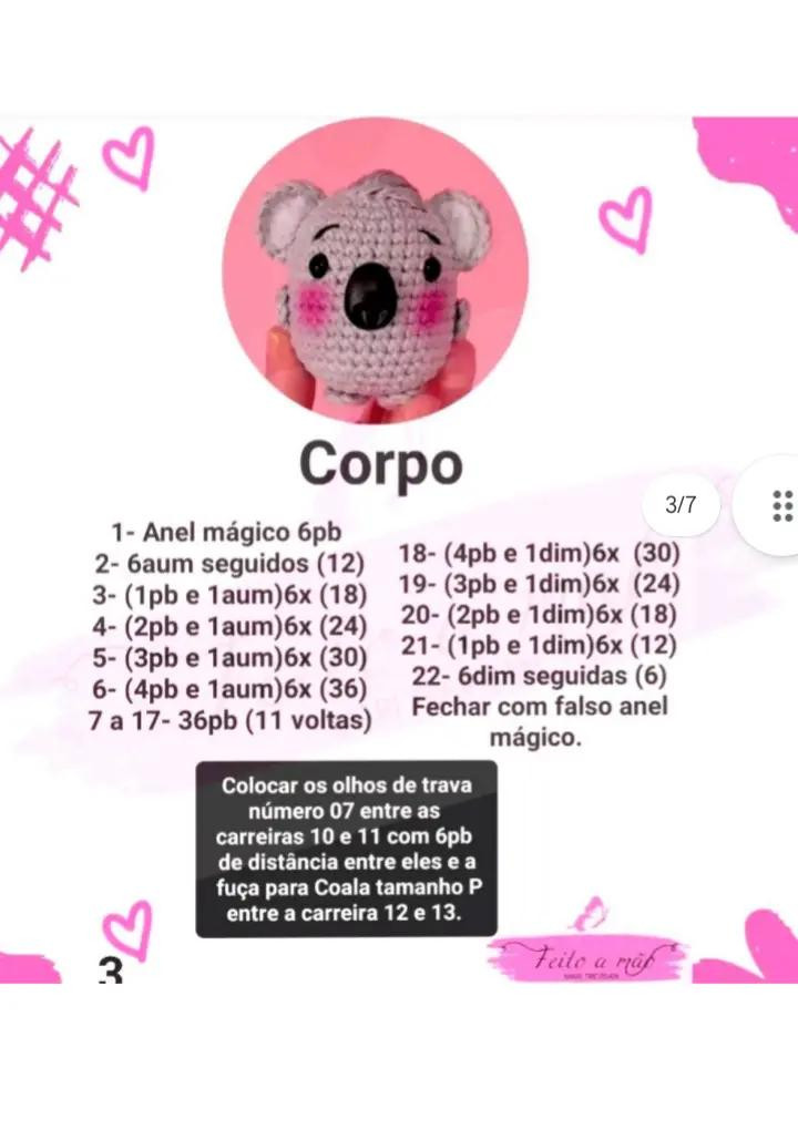 Receita de Amigurumi: Coala Bolinha Fofo para Iniciantes