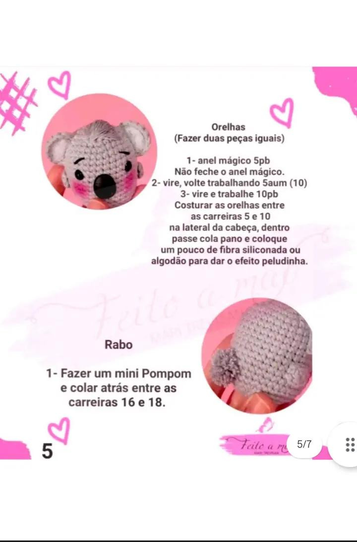 Receita de Amigurumi: Coala Bolinha Fofo para Iniciantes