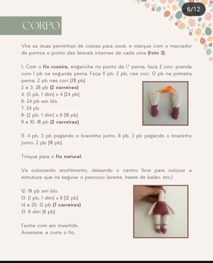 Receita de Amigurumi: Coelhinha Bailarina Dorothy com Vestido Rosa