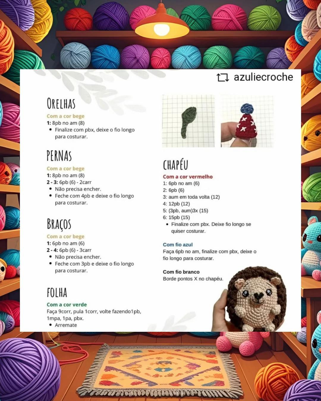 Receita de Amigurumi: Crie seu Porco-Espinho George com Este Gráfico