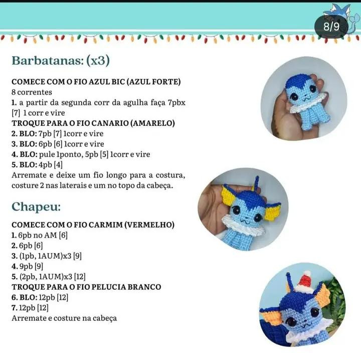 Receita de Amigurumi: Faça Seu Próprio Baby Vaporeon!