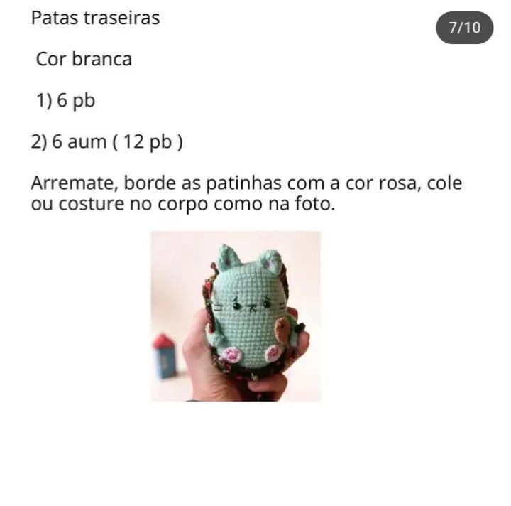 Receita de Amigurumi: Gatinho Verde com Peixe em Balanço
