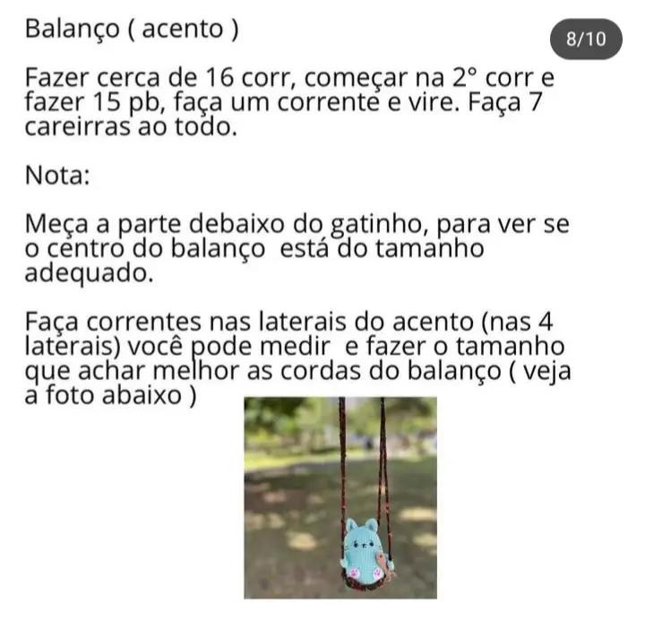Receita de Amigurumi: Gatinho Verde com Peixe em Balanço