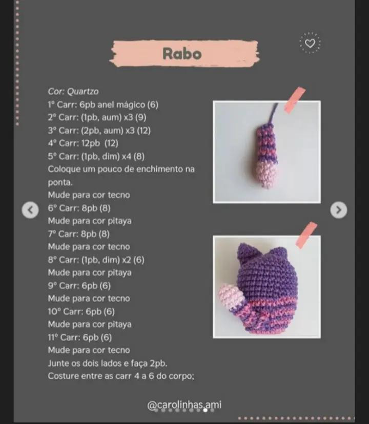 Receita de Amigurumi: Gato Risonho de Alice em Crochê