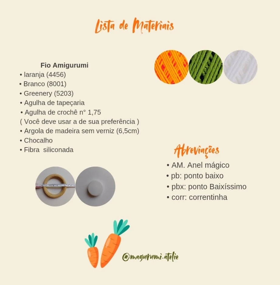 Receita de Amigurumi: Kit Cenoura e Orelha de Coelho para Bebês