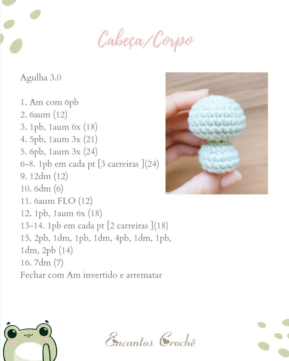 Receita de Amigurumi: Sapo Peteleco para Iniciantes