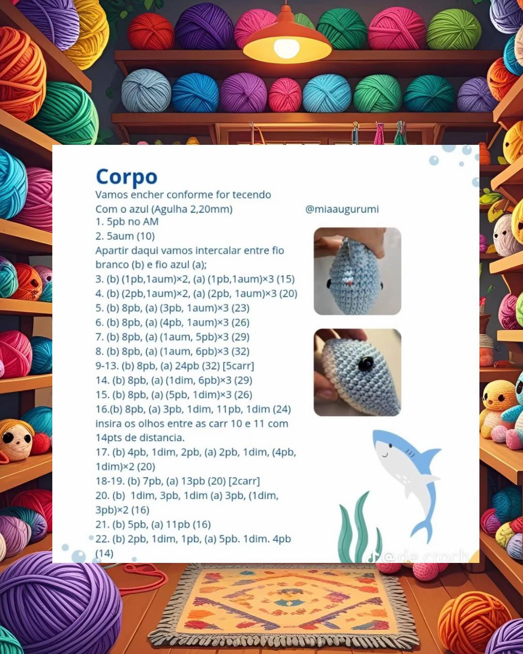Receita de Amigurumi: Tubarão Bebê para Iniciantes