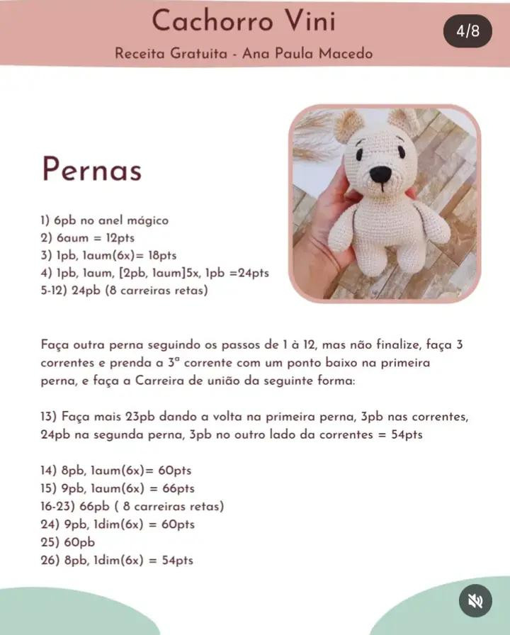 Receita de Amigurumi: Ursinho de Crochê com Lenço Amarelo