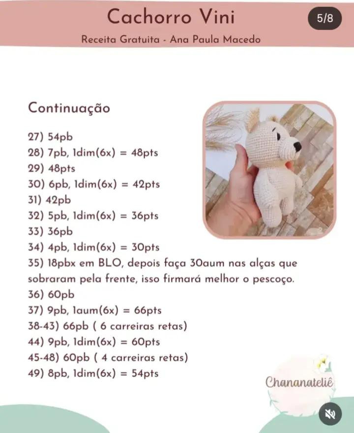 Receita de Amigurumi: Ursinho de Crochê com Lenço Amarelo