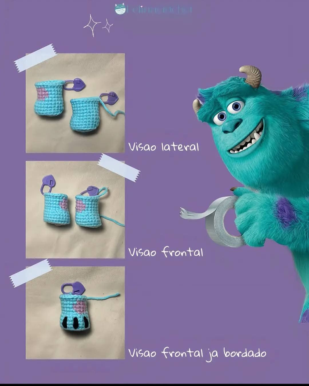 Receita de Crochê do Monstro Azul com Instruções Detalhadas