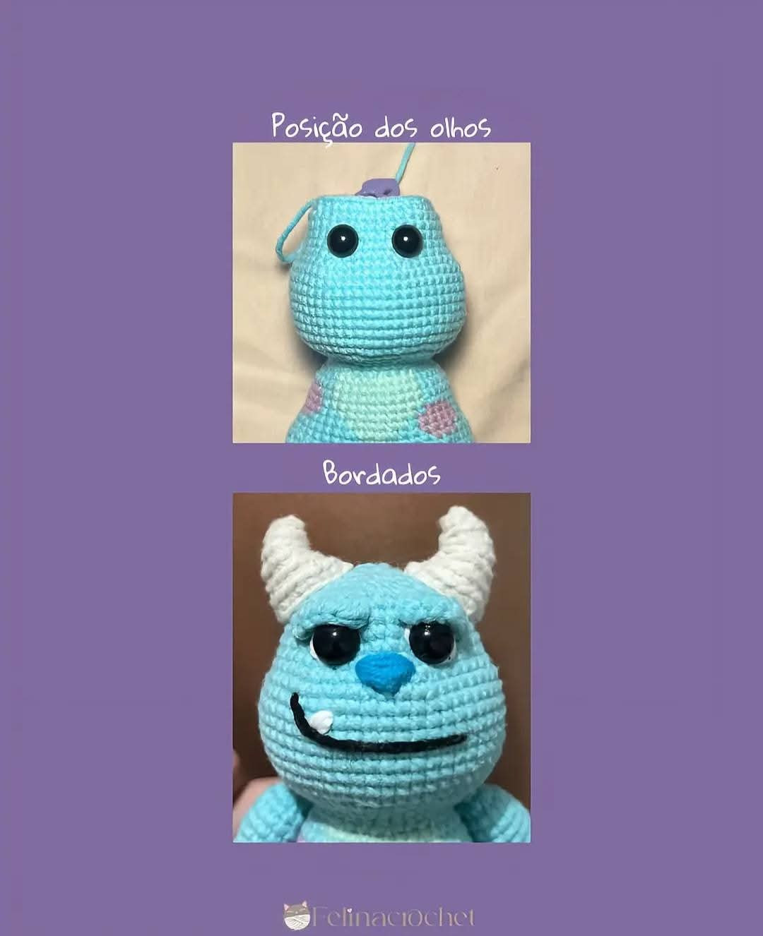 Receita de Crochê do Monstro Azul com Instruções Detalhadas