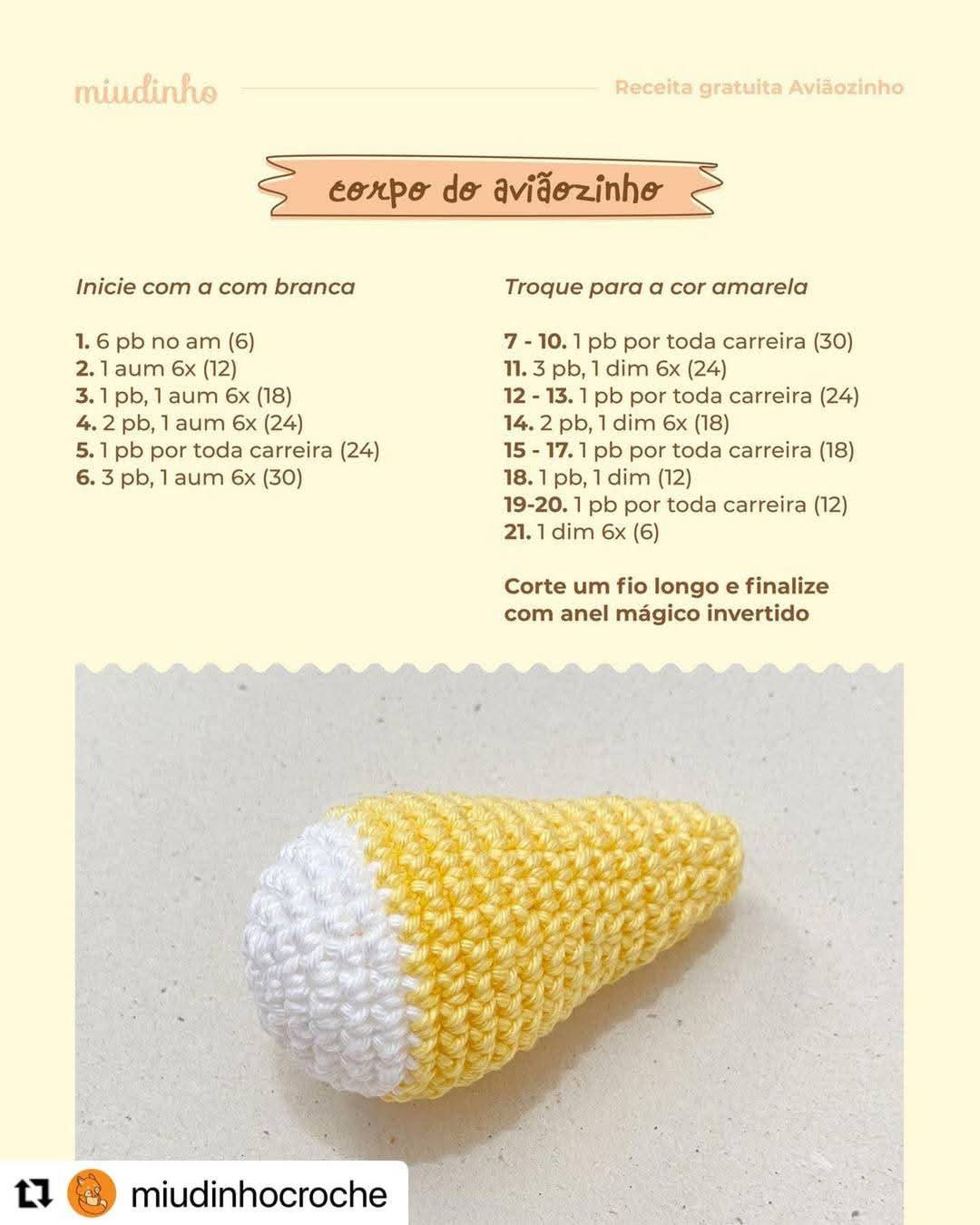 Receita de Crochê Grátis: Aviãozinho Amigurumi para Iniciantes