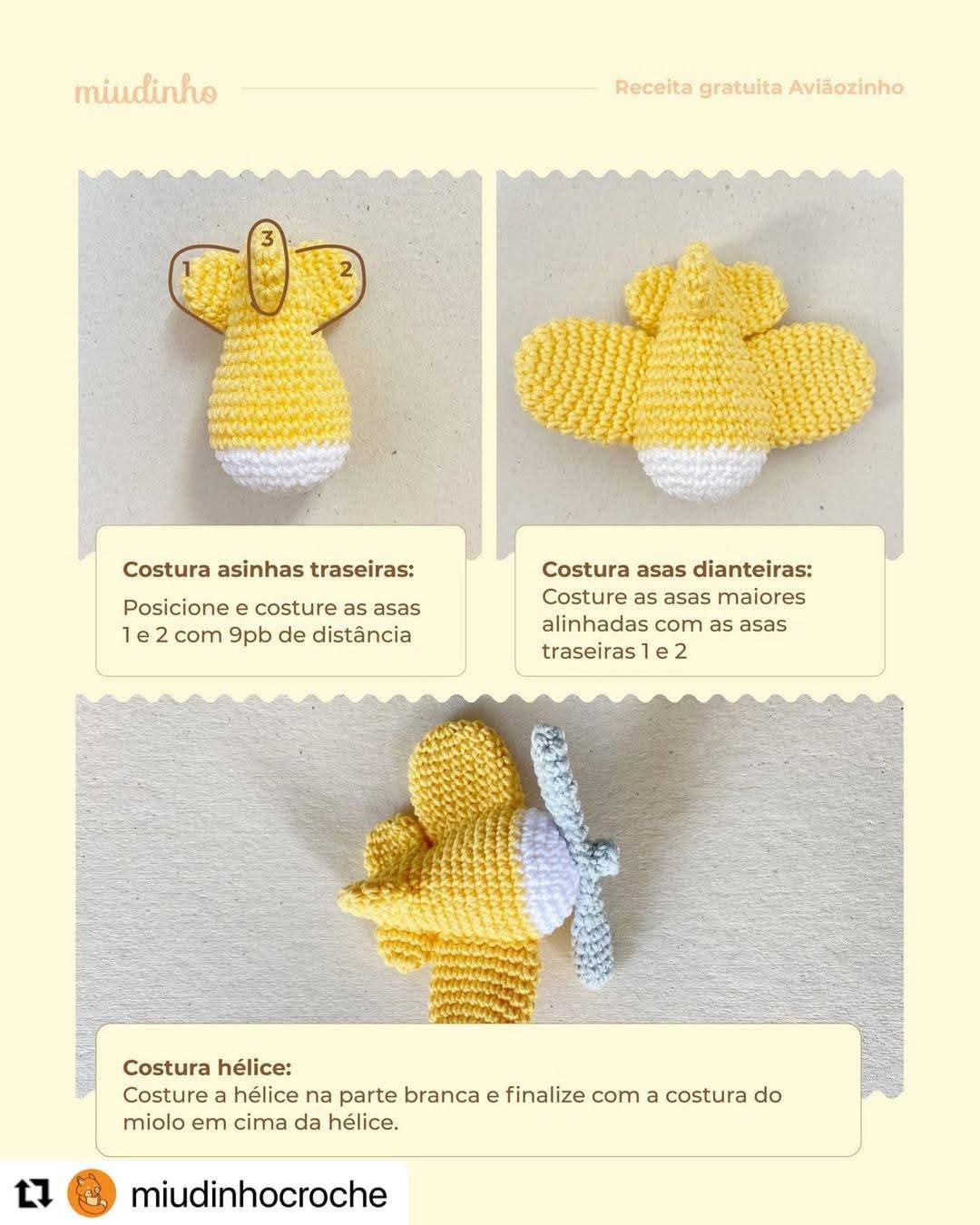 Receita de Crochê Grátis: Aviãozinho Amigurumi para Iniciantes