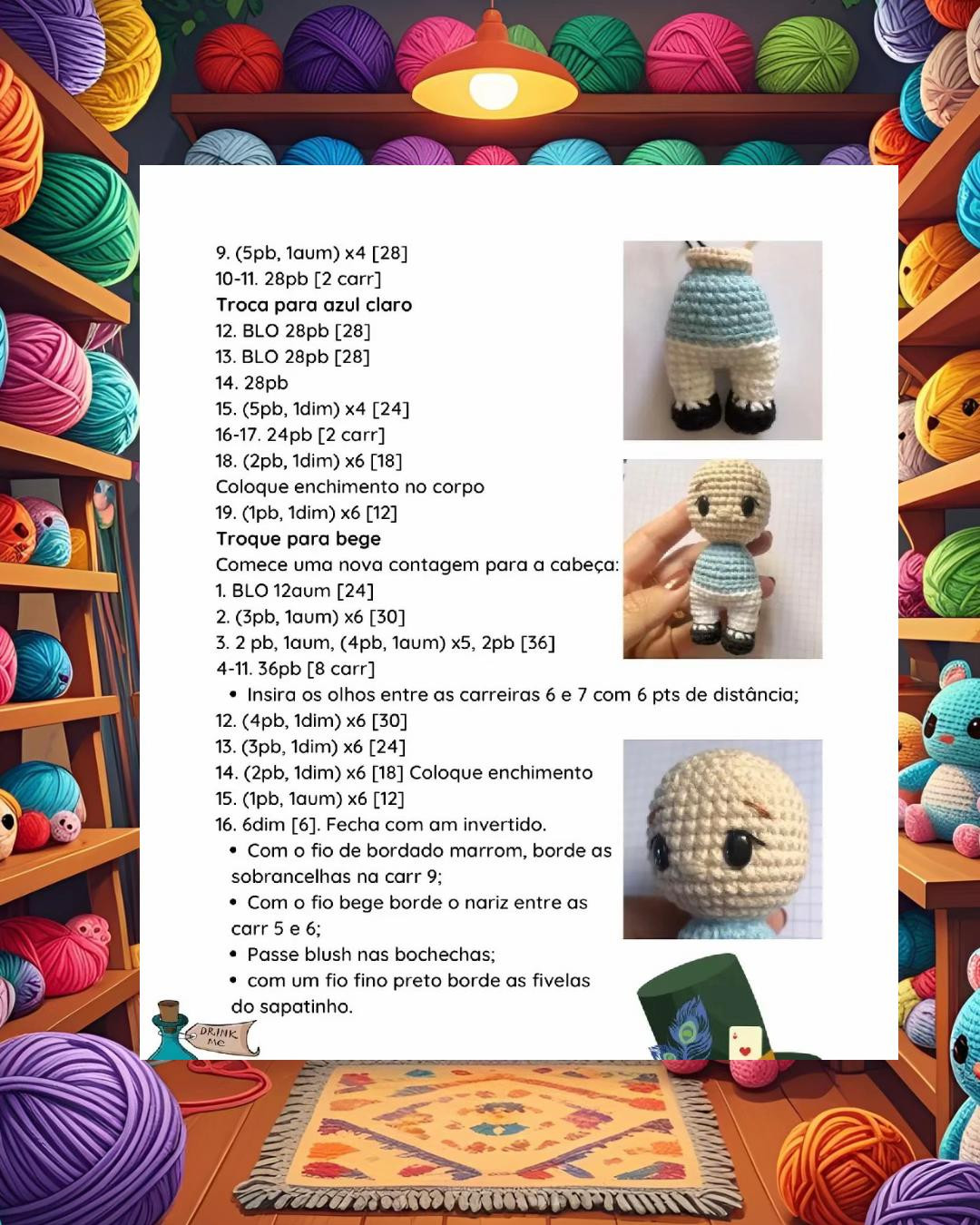 Receita Grátis de Amigurumi: Alice e o Coelho Branco