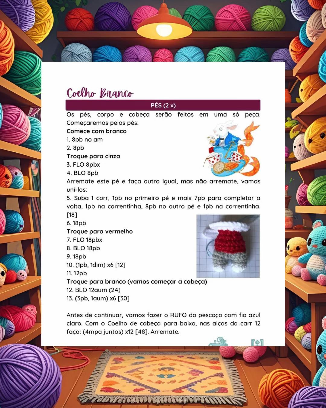 Receita Grátis de Amigurumi: Alice e o Coelho Branco