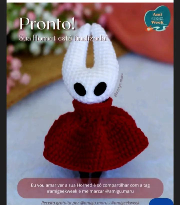 Receita Grátis de Amigurumi: Boneca Hornet em Vestido Vermelho