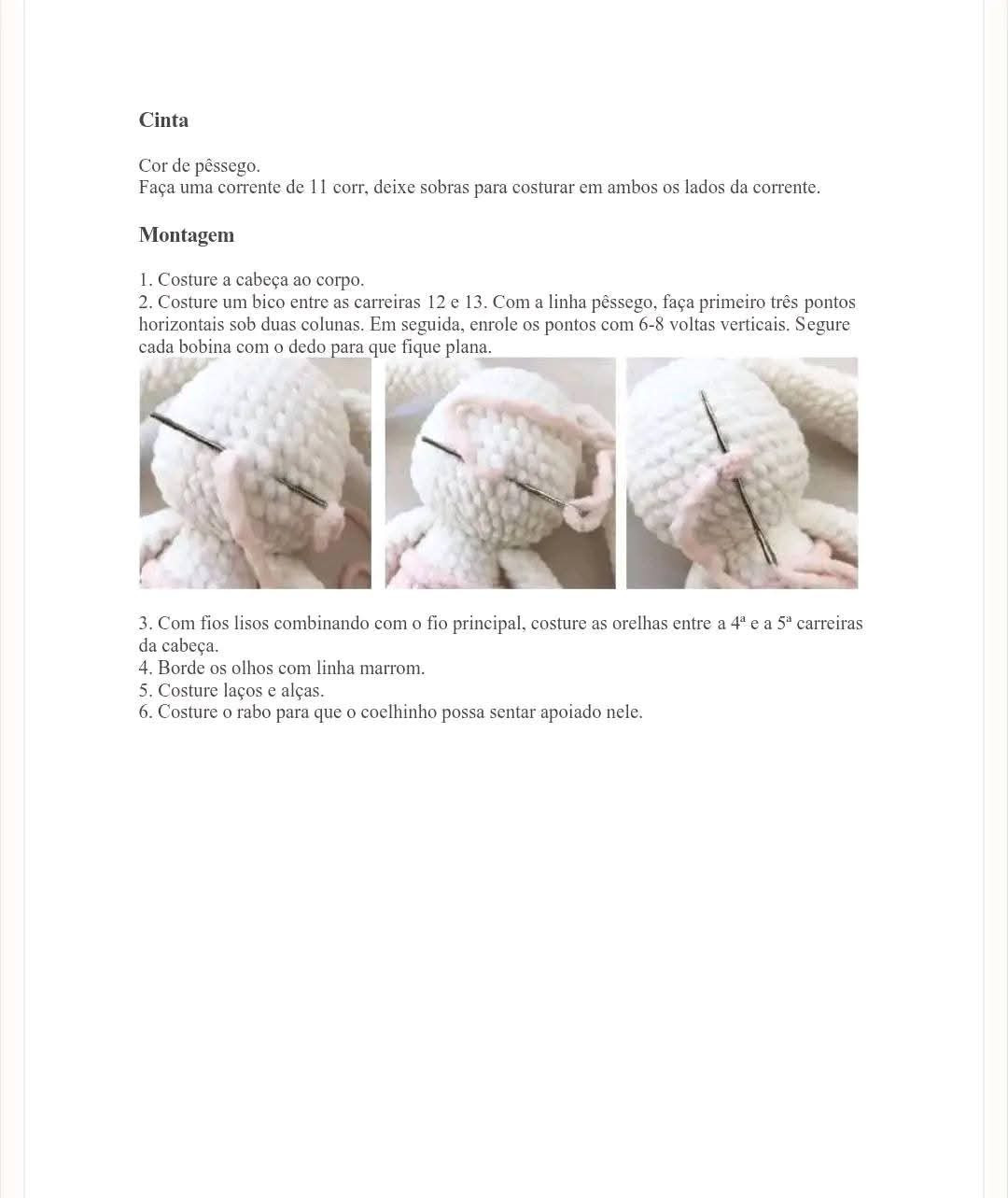 Receita Grátis de Amigurumi Coelho Dorminhoco em PDF