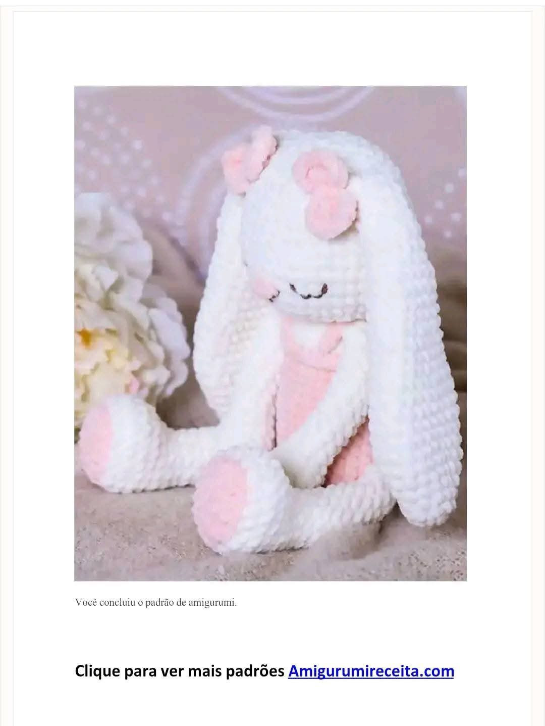 Receita Grátis de Amigurumi Coelho Dorminhoco em PDF