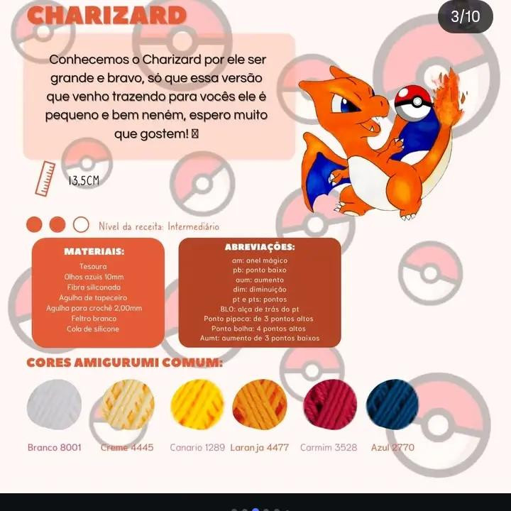 Receita Grátis de Charizard em Crochê: Guia Completo para Amigurumi