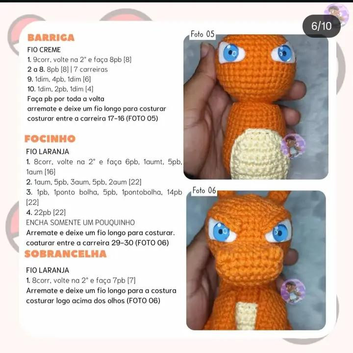 Receita Grátis de Charizard em Crochê: Guia Completo para Amigurumi