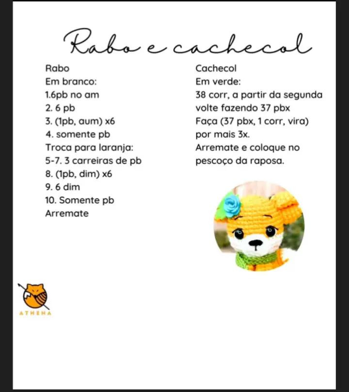 Receita Gratuita de Amigurumi: Raposinha Charmosa com Cachecol