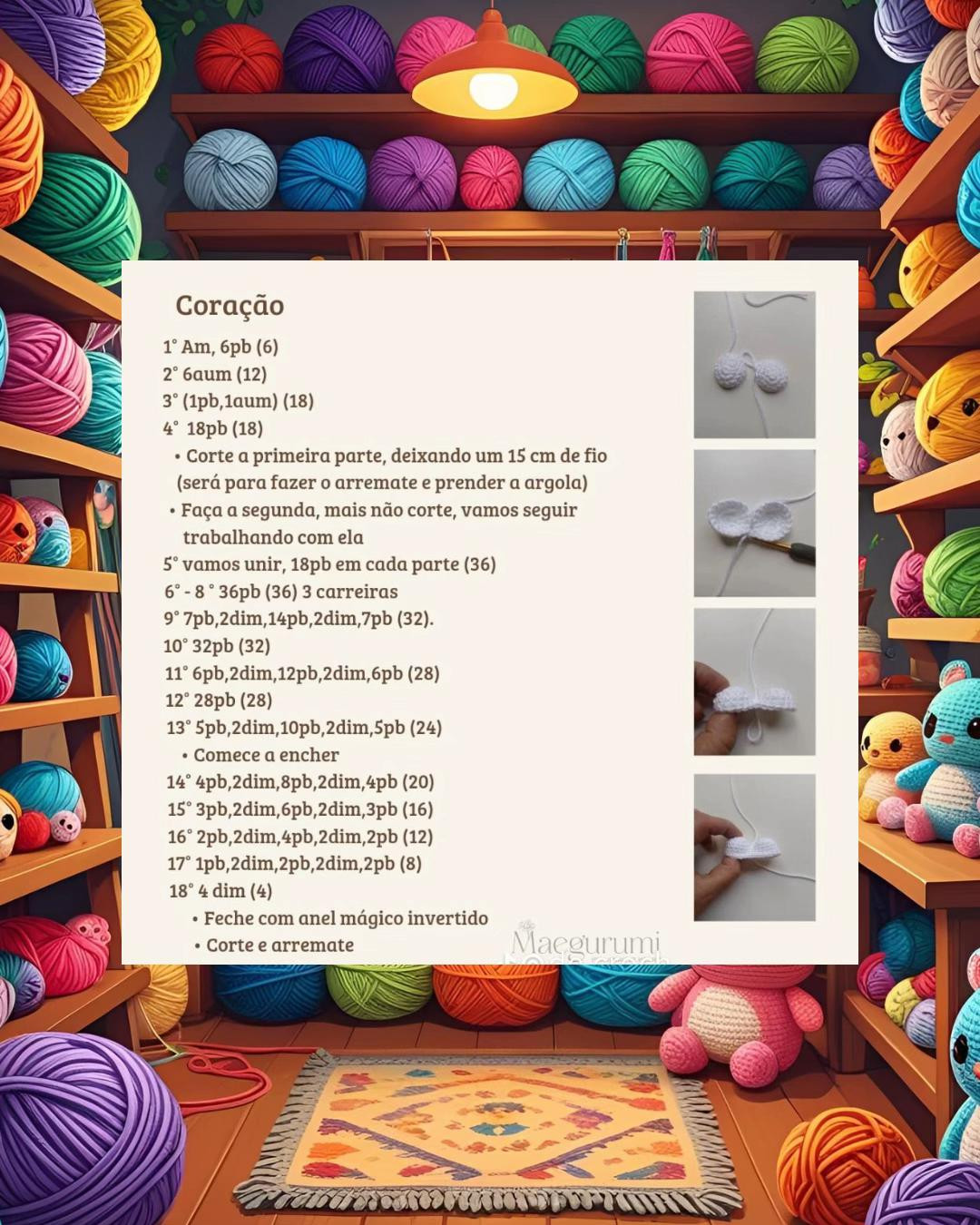 Receita gratuita para móc khóa hình trái tim bằng len