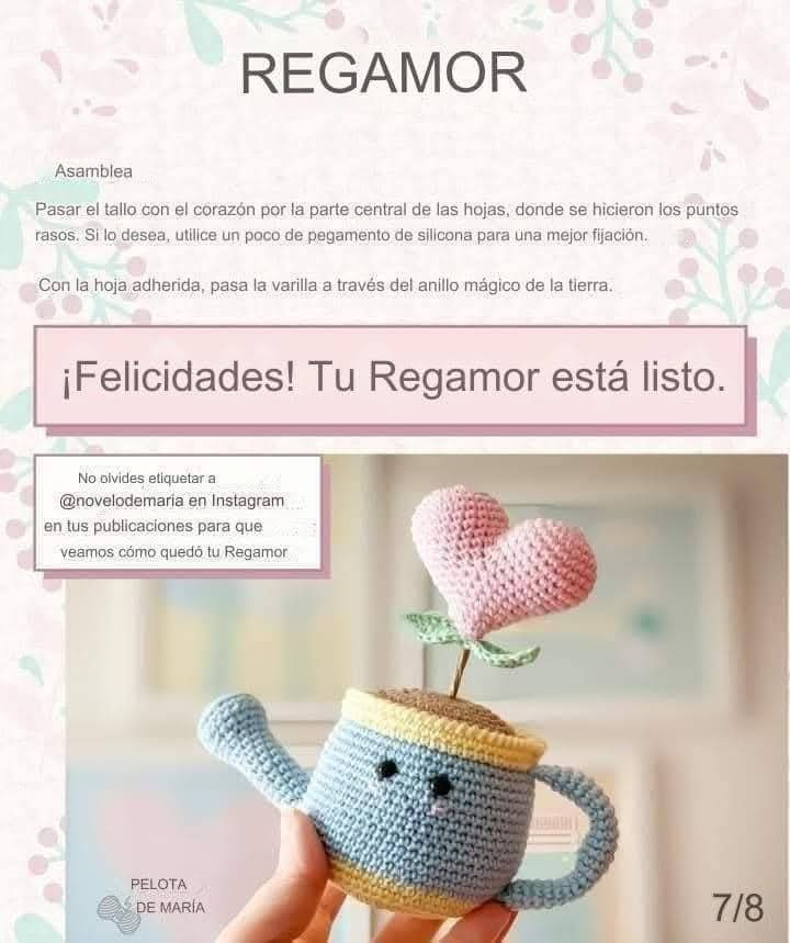 Receta Amigurumi: Regadera de Amor con Corazón de Crochet