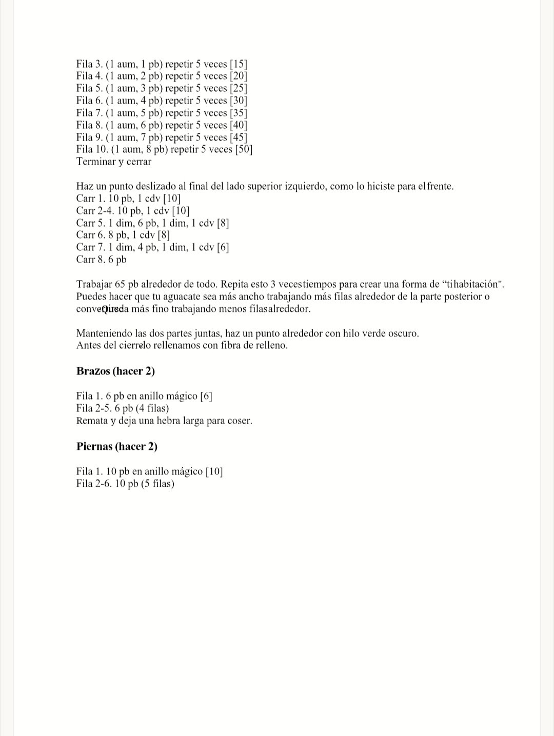 Receta de amigurumi de aguacate con fruta a crochet en PDF gratis
