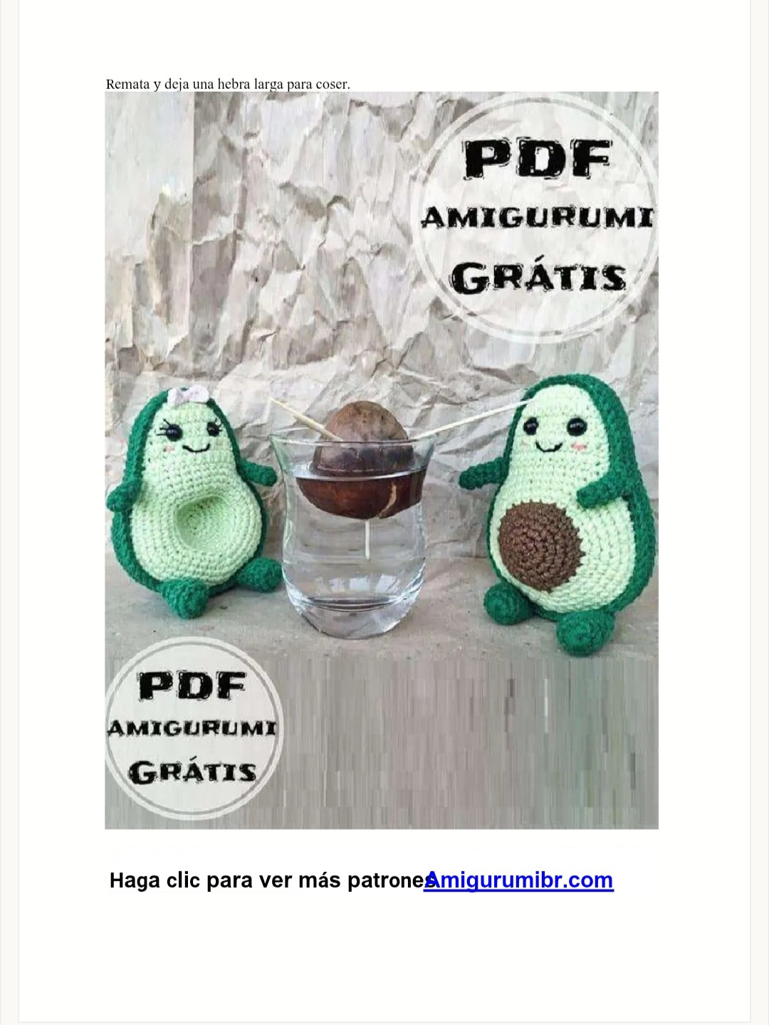Receta de amigurumi de aguacate con fruta a crochet en PDF gratis