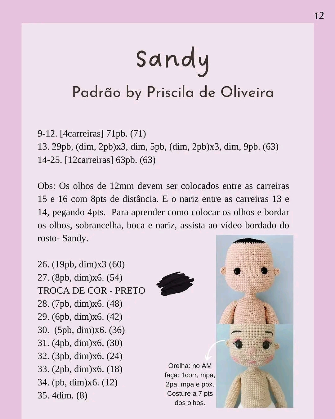 "Sandy: Receita de Boneca de Crochê com Flores Brancas"