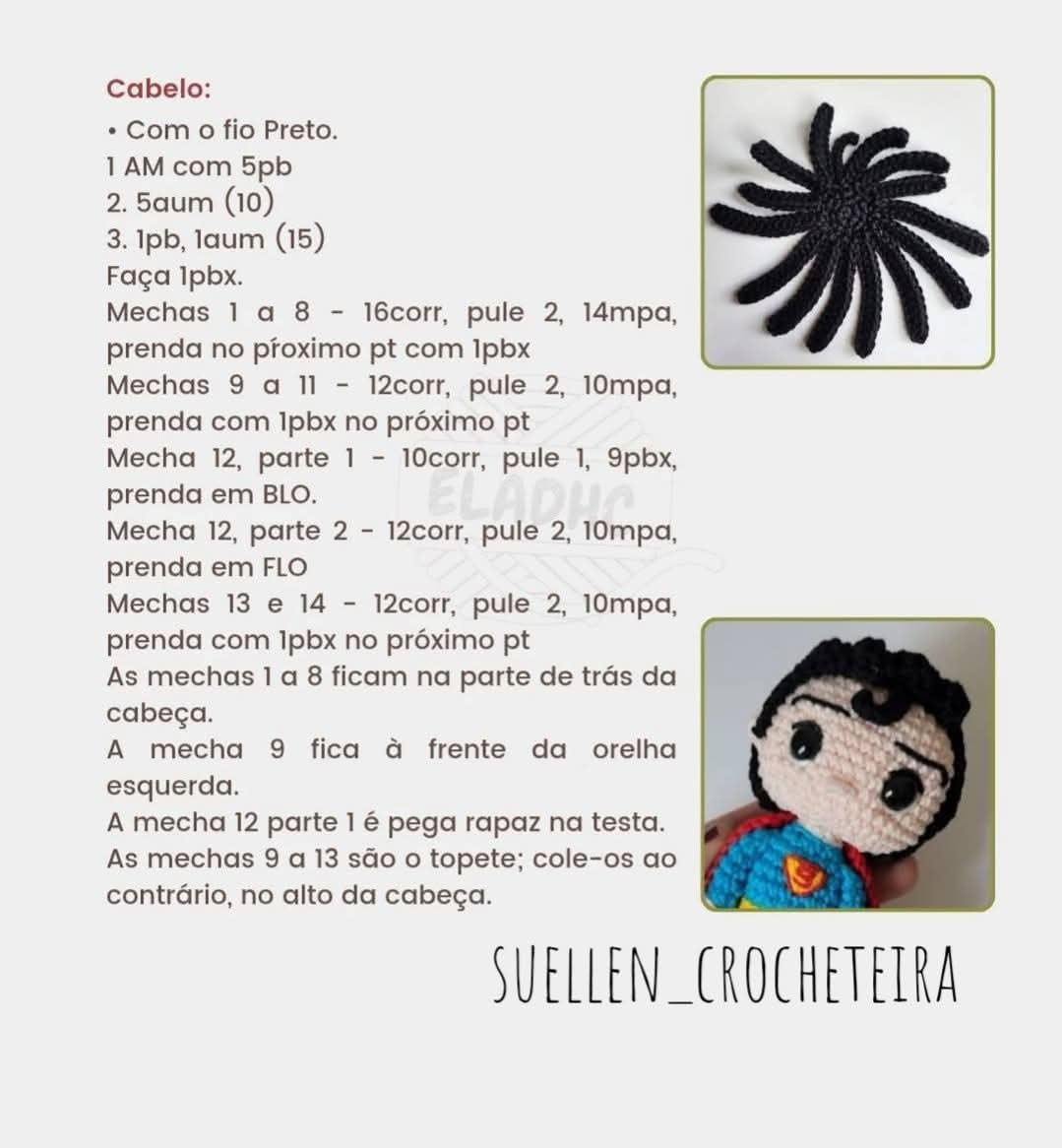 Superhomem de Crochê: Receita Grátis para Amigurumi