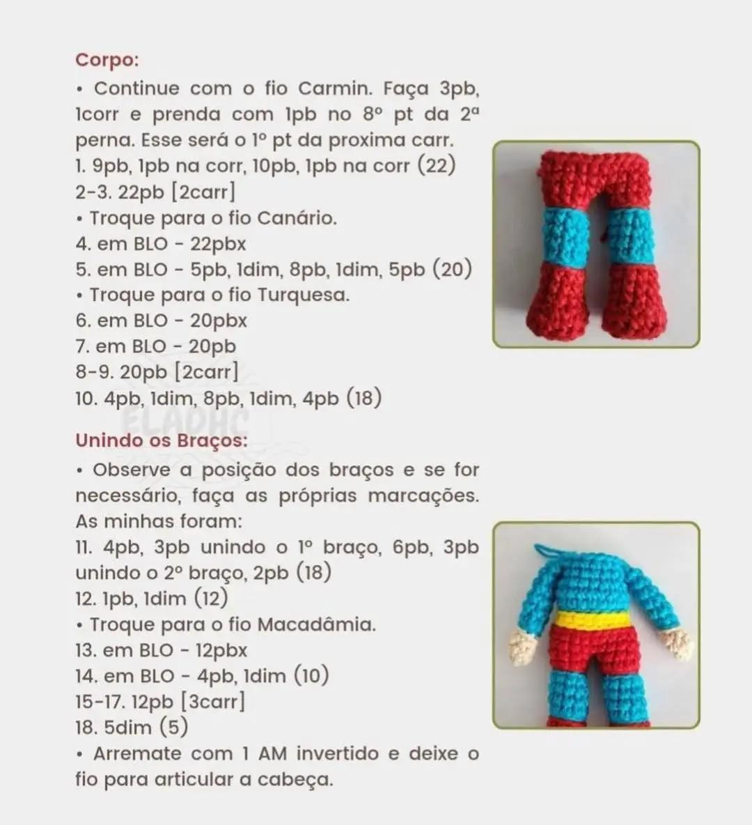 Superhomem em Amigurumi: Receita Gratuita Passo a Passo