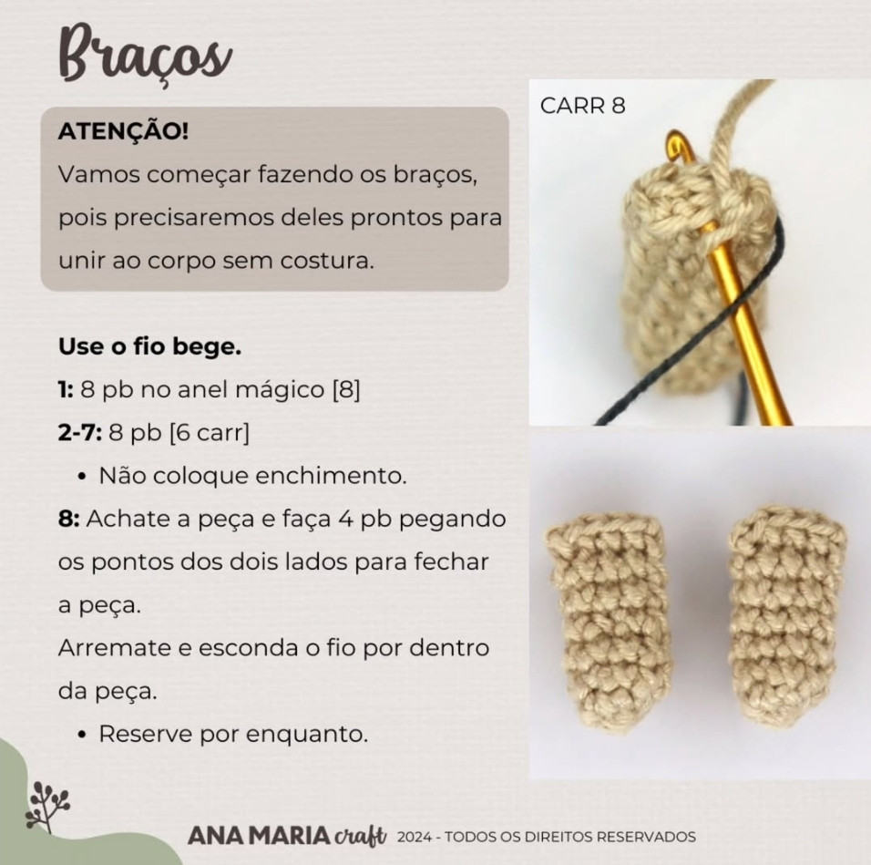 Teddy de Crochê com Chapéu de Natal - Receita Grátis