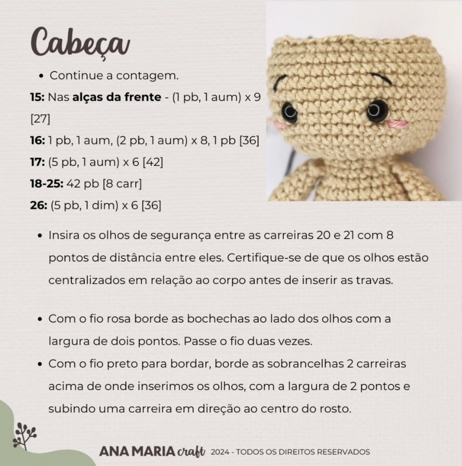 Teddy de Crochê com Chapéu de Natal - Receita Grátis